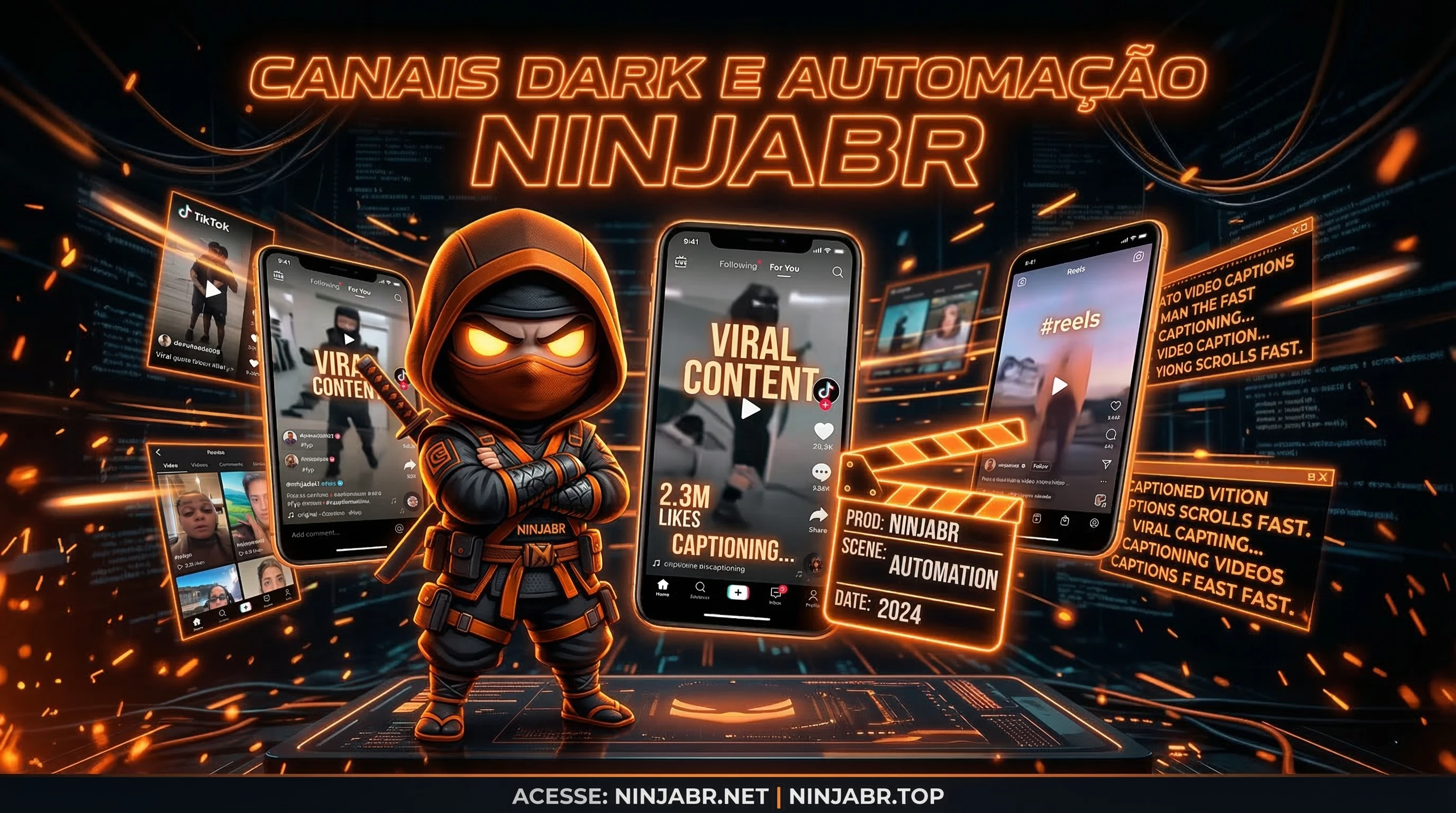 NinjaBR Automação de Canais Dark TikTok Reels Submagic CapCut IA