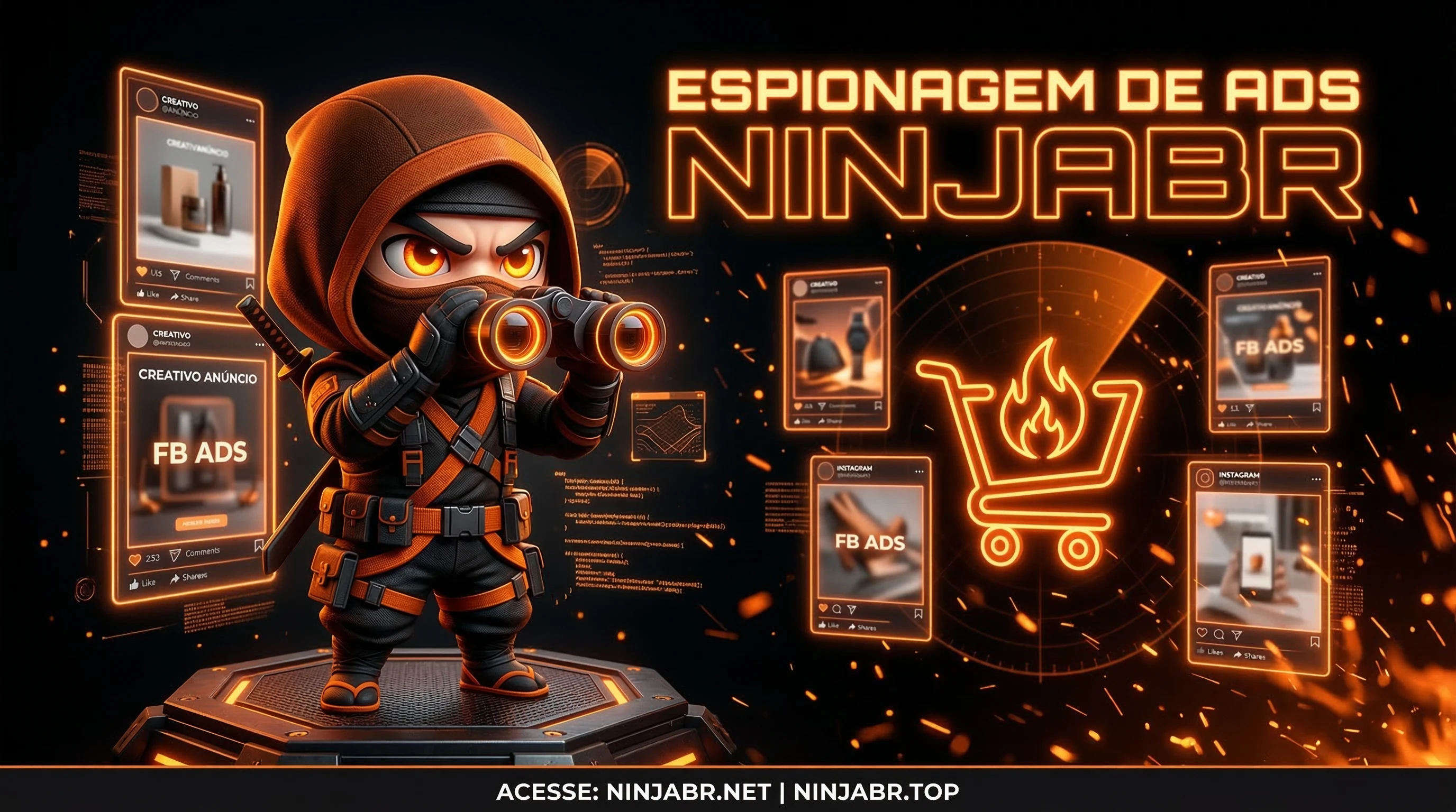 NinjaBR ferramentas de espionagem anúncios dropshipping BigSpy Adminer Minea